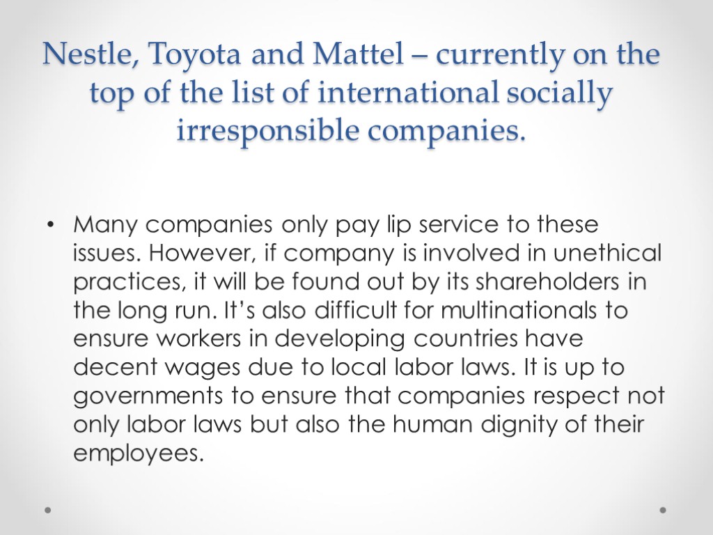 👍 Mattel bad business ethics. Ethical and